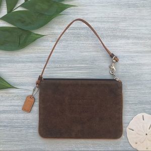 Coach Suede Brown Wristlet